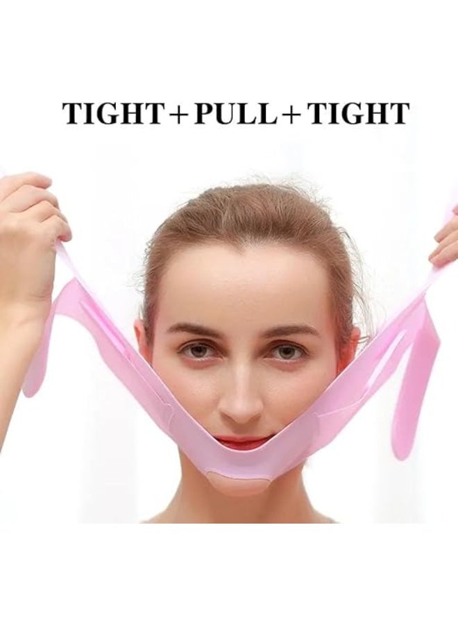 حزام شد الوجه من السيليكون المرن لنحت الفك وتقليل الذقن المزدوجة، مشد الوجه لرفع الخدين والجلد المترهل، عصابة رأس قابلة للتعديل للرجال والنساء (قطعة واحدة) - Image 4